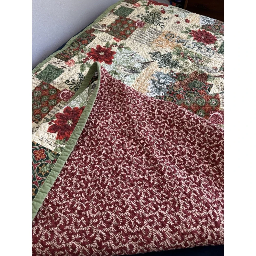 Christmas Holiday Quilted Bedspread 88 X 90